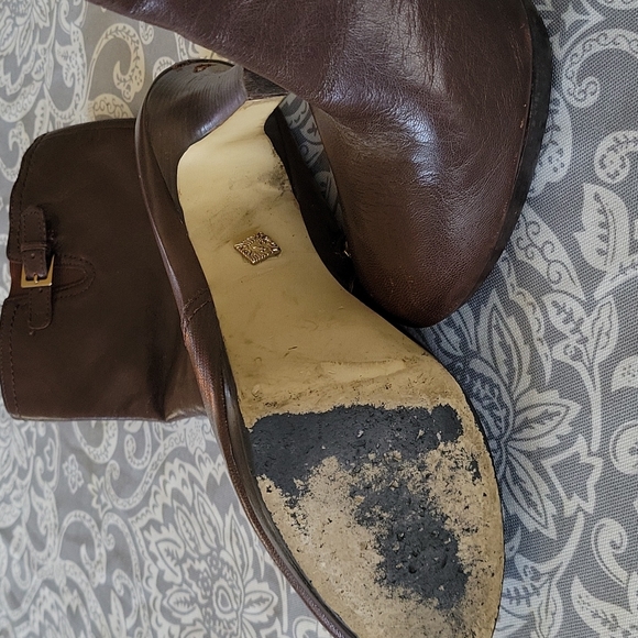 Anne Klein leather brown 4-inch high heel boots size 10 1/2 ankle/calf high - Picture 8 of 13